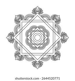 Petal Web Surrounding Calm Spiral Design coloring book page