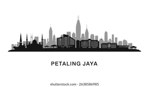 Petaling Jaya skyline vector with Malaysia, and city.