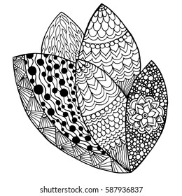 Petals coloring page. Hand drawn doodle. Sketch for colouring page, tattoo, poster, print, t-shirt