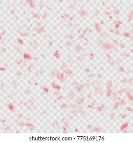 Petals falling confetti effect isolated on transparent. And also includes EPS 10 vector