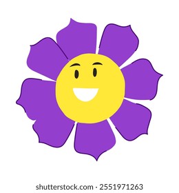 Dibujos animados de la cara de la flor de los pétalos. Ilustración vectorial floral de la belleza, naturaleza del jardín, pétalos de la flor de la flor