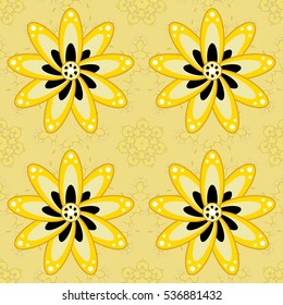 Petals flowers background. Yellow, dark. vector illustration texture