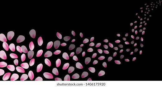 Petals. Flying petals. Bright spring background with colored petals. Simple gentle template for the card, invitation, printing. Fashionable decoration with beautiful petals. Abstract background