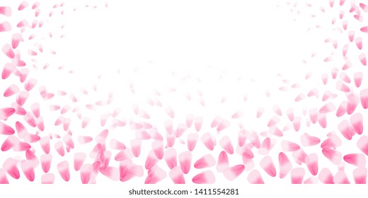 Petals. Flying petals. Bright spring background with colored petals. Simple gentle template for the card, invitation, printing. Fashionable decoration with beautiful petals. Abstract background