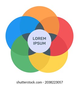 A petals graph with floral infographic, flat icon