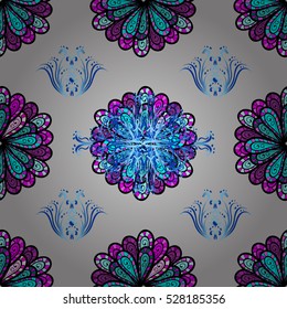 Petals mandala on white background. Lilac, blue. Vector.