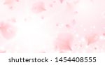 Petals of pink rose spa background. Realistic flying sakura cherry flower petals elements for romantic banner design.
