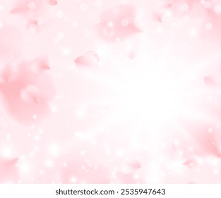 Petals of pink rose spa background. Floral pattern, flying sakura effect, cherry flower elements for romantic banner design. Spring blossom concept