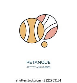 petanque icon from activity and hobbies collection. Thin outline petanque, sport, bocce detailed offset lineal color icon isolated on white background. Line vector petanque sign, symbol for web and 