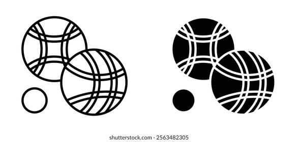 Petanque icons in outline and fill. vector illustration for ui.