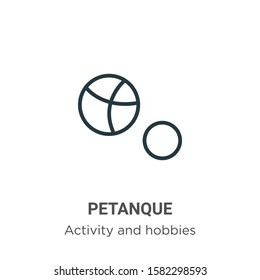 Petanque outline vector icon. Thin line black petanque icon, flat vector simple element illustration from editable activity and hobbies concept isolated on white background