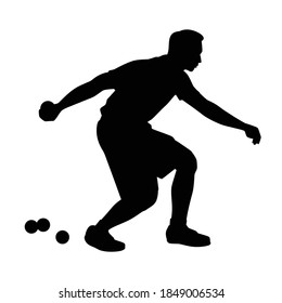 Petanque sport man silhouette vector, healthy athlete.