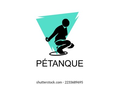 petanque sport vector line icon. practice petanque stance. sport pictogram, vector illustration.