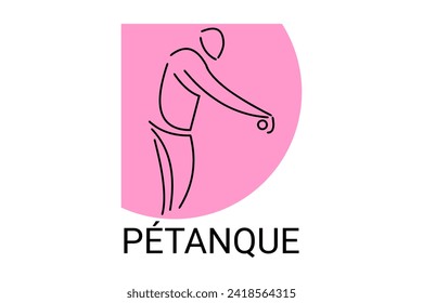 petanque sport vector line icon. practice petanque stance. sport pictogram, vector illustration.