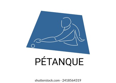 petanque sport vector line icon. practice petanque stance. sport pictogram, vector illustration.