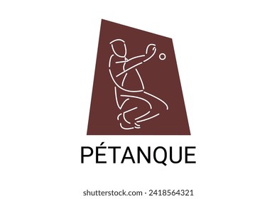 petanque sport vector line icon. practice petanque stance. sport pictogram, vector illustration.