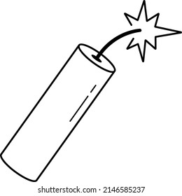 Petard con una mecha ardiente. Icono de contorno del vector.
