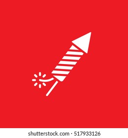 Petard, Fireworks Rocket icon vector, filled flat sign, solid pictogram isolated on red, logo illustration