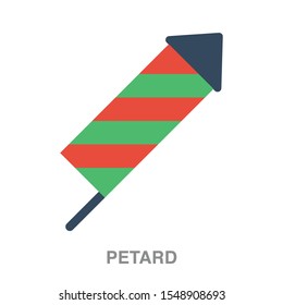 Petard-Flachsymbol auf weißem, transparentem Hintergrund. Sie können für mehrere Zwecke mit einem Petard-Symbol versehen werden.