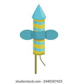 Vector de dibujos animados del icono del objeto volador de Petard. Chispa. Celebrar la noche del evento