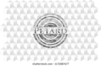 Petard grey emblem with geometric cube white background