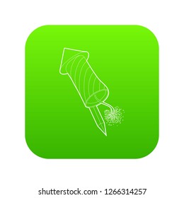 Petard icon green vector isolated on white background
