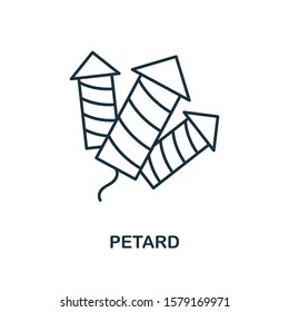 Petard icon. Line style element from christmas icon collection. Thin Petard icon for web design, apps, software, print usage.