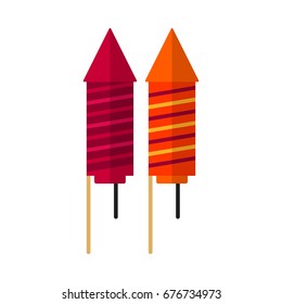 Petard rocket flat icon, vector sign, colorful pictogram isolated on white. Fireworks symbol, logo illustration. Flat style design