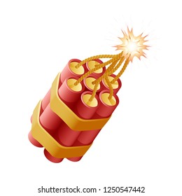 Petard tnt burning cord dynamite bomb explosive isolated icon vector illustration

