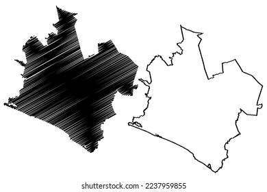 Petatlan municipality (Free and Sovereign State of Guerrero, Mexico, United Mexican States) map vector illustration, scribble sketch Petatlán map