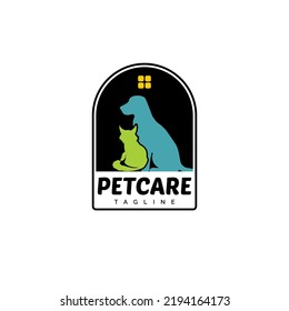 Petcare Logo With Dog, Cat And Hand Vector