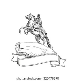 Peter the Great Monument or Bronze Horseman, Saint Petersburg landmark, Russia.