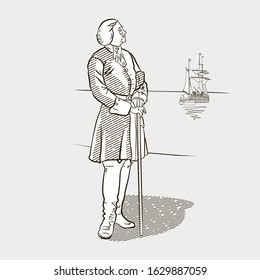 Peter the Great, Reproduction from a picture of Dobrovolsky, vector illustration