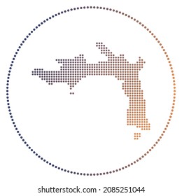 Peter Island digital badge. Dotted style map of Peter Island in circle. Tech icon with gradiented dots. Radiant vector illustration.