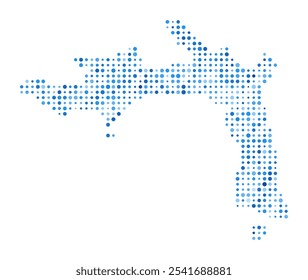Mapa de puntos de Peter Island. Forma de límite de estilo digital. Imagen del Vector de Peter Island. Puntos circulares azules. Ilustración vectorial moderna.