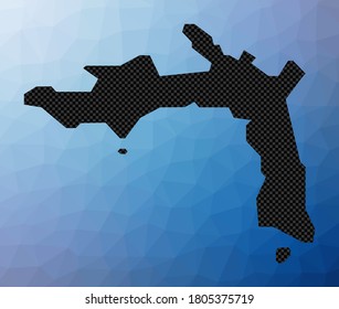 Mapa geométrico de la isla de Peter. Forma de patrón de Peter en estilo de polos bajos. Ilustración vectorial de isla radiante.