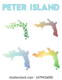 Peter Island polygonal map. Mosaic style maps collection. Bright abstract tessellation, geometric, low poly, modern design. Peter Island polygonal maps for infographics or presentation.