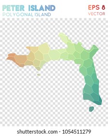 Peter Island polygonal, mosaic style island map. Fetching low poly style, modern design for infographics or presentation.