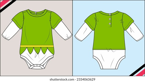 PETER PAN BABY FANCY CONSTUME SKETCH FASHION TEMPLATE TECHNICAL DRAWING ILLUSTRATION