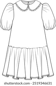 peter pan collar, vestido de manga curta