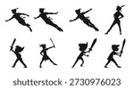 peter pan silhouette vector illustration