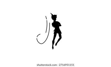 Símbolo de Peter Pan, silueta aislada negra