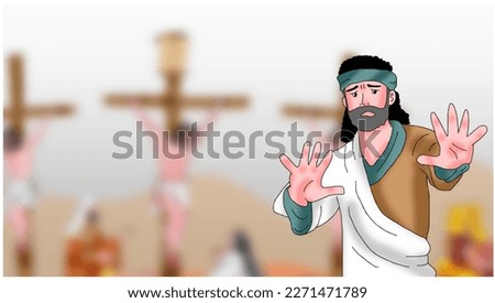 Peter say no to Jesus 3 times, Easter background.