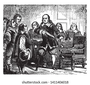 Peter Stuyvesant the last Dutch director-general of the colony of New Netherland,vintage line drawing or engraving illustration.