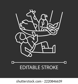 Peter vision with uncleaned animal white linear icon for dark theme. Bible narratives. Biblical story. Thin line illustration. Isolated symbol for night mode. Editable stroke. Arial font used