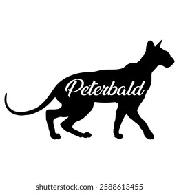 Peterbald. cat silhouette, cat, cat breeds, logo, vector, silhouette,  animal, illustration, icon, sign, design, black, symbol, pet, love
