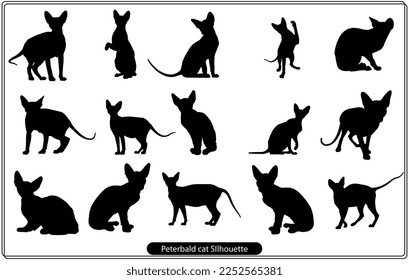 Peterbald cat SIlhouette vector set