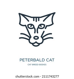 peterbald cat thin line icon. cute, domestic linear icons from cat breed bodies concept isolated outline sign. Vector illustration symbol element for web design and apps.