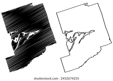 Peterborough County (Canada, Ontario Province, North America) map vector illustration, scribble sketch Peterborough map
