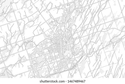 Peterborough, Ontario, Canada, bright outlined vector map with bigger and minor roads and steets created for infographic backgrounds.